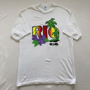 Vintage 90s Hering Rio Brasil T Shirt XXL Made in Brazil Tropical Graphic Tee